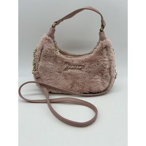 Juicy Couture Dusty Blush Pink Faux Fur Semi Charmed Coho Crossbody Bag‎ Purse